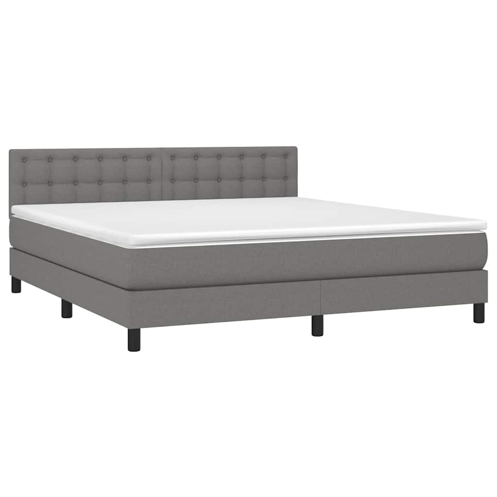 Krevet box spring s madracem LED tamnosivi 180x200 cm tkanina