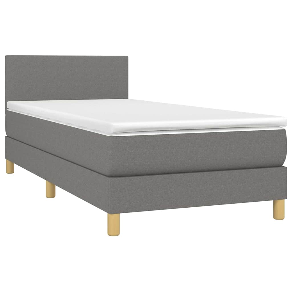 Krevet box spring s madracem LED tamnosivi 80 x 200 cm tkanina