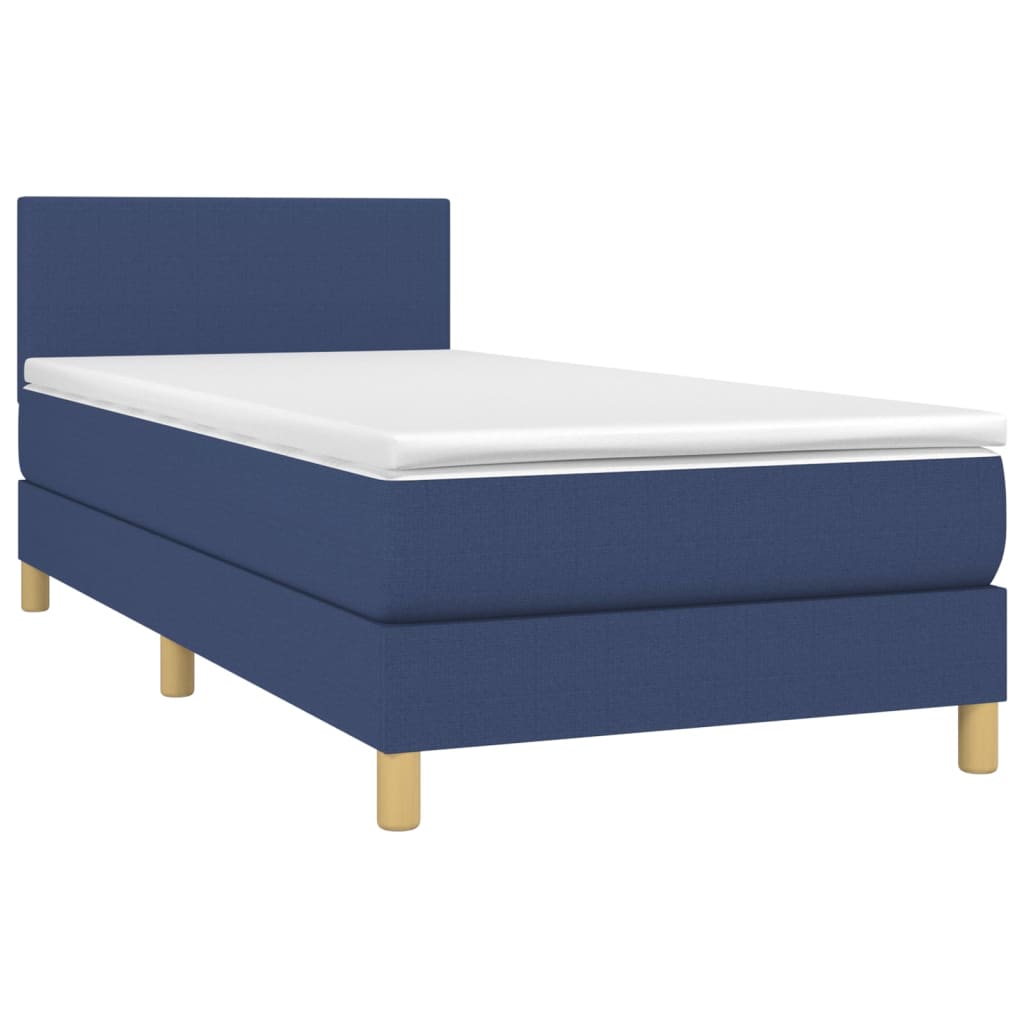 Krevet box spring s madracem LED plavi 90x190 cm od tkanine