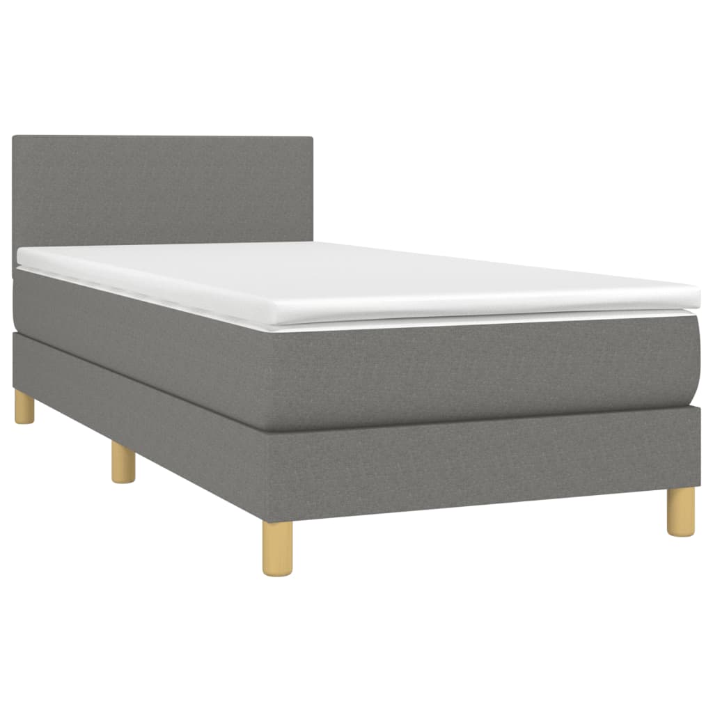 Krevet box spring s madracem LED tamnosivi 100x200 cm tkanina
