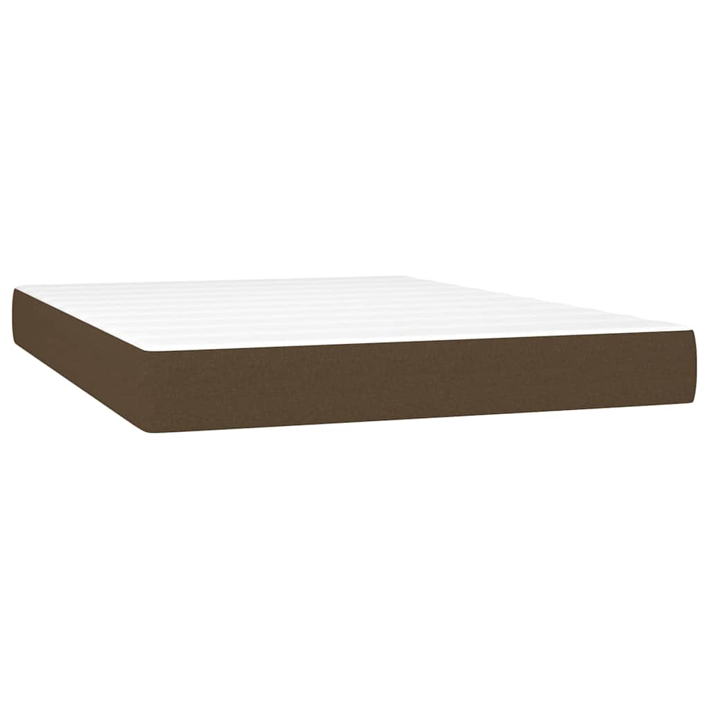 Krevet box spring s madracem LED tamnosmeđi 140x190 cm tkanina