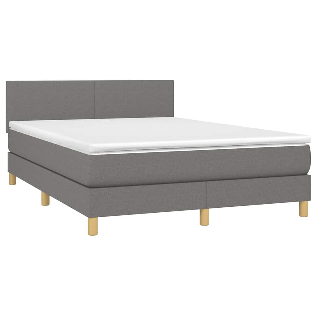 Krevet box spring s madracem LED tamnosivi 140x200 cm tkanina