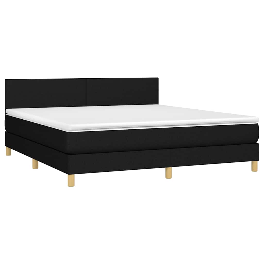 Krevet box spring s madracem LED crni 160x200 cm od tkanine