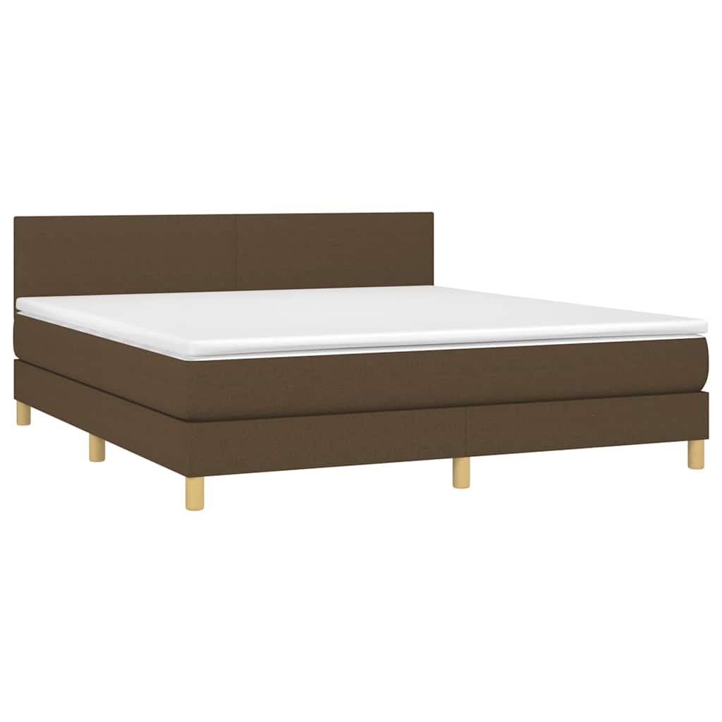 Krevet box spring s madracem LED tamnosmeđi 180x200 cm tkanina