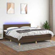 Krevet box spring s madracem LED tamnosmeđi 180x200 cm tkanina