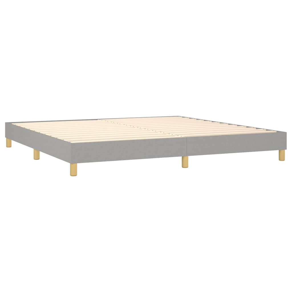 Krevet box spring s madracem LED svjetlosivi 200x200 cm tkanina