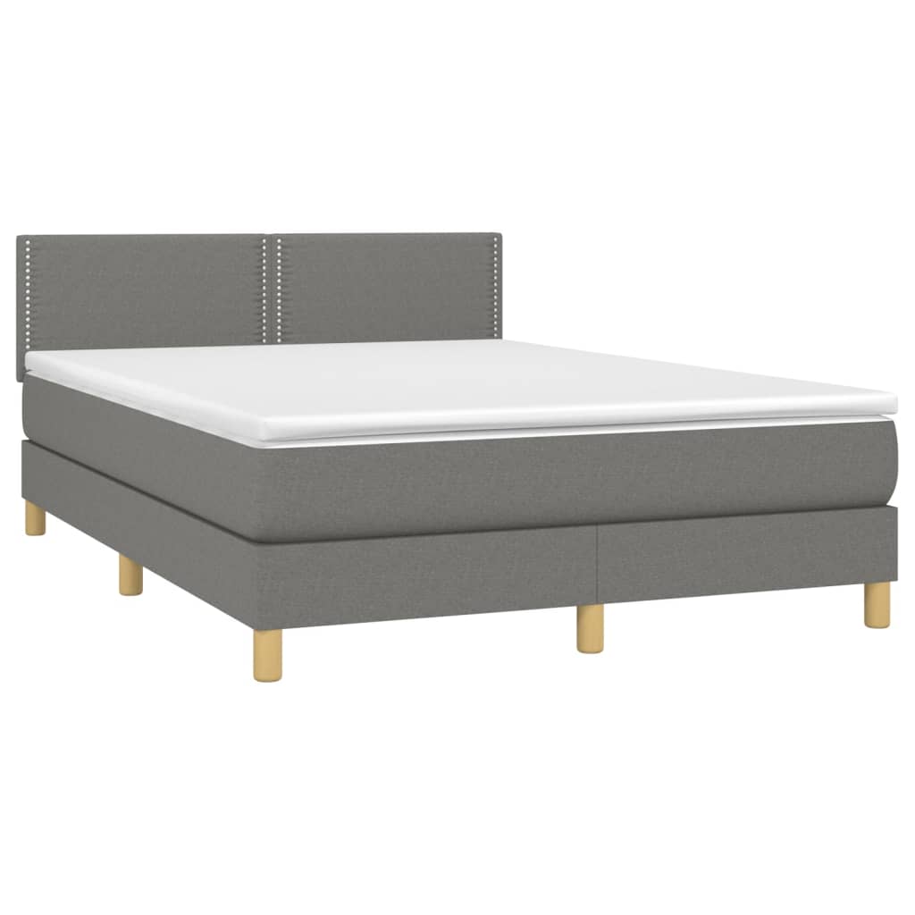 Krevet box spring s madracem LED tamnosivi 140x190 cm tkanina