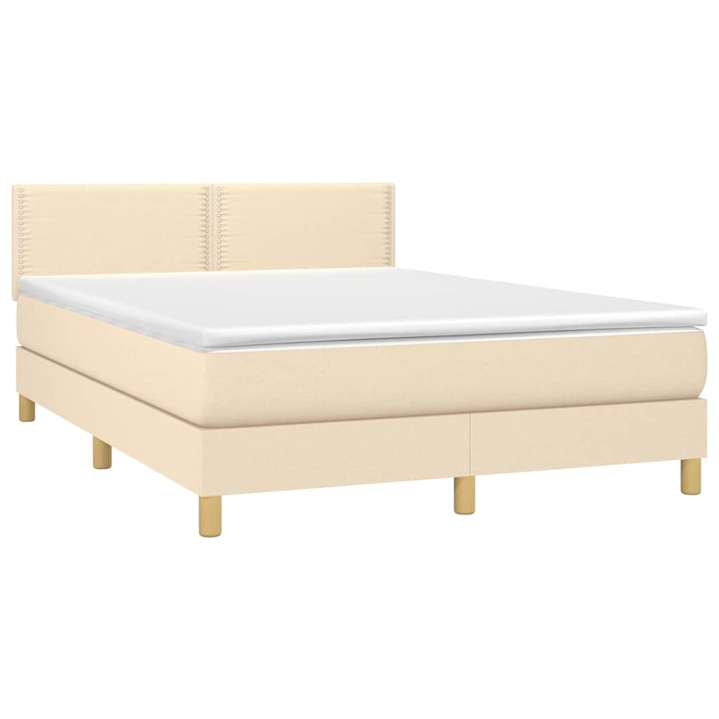Krevet box spring s madracem LED krem 140x200 cm od tkanine