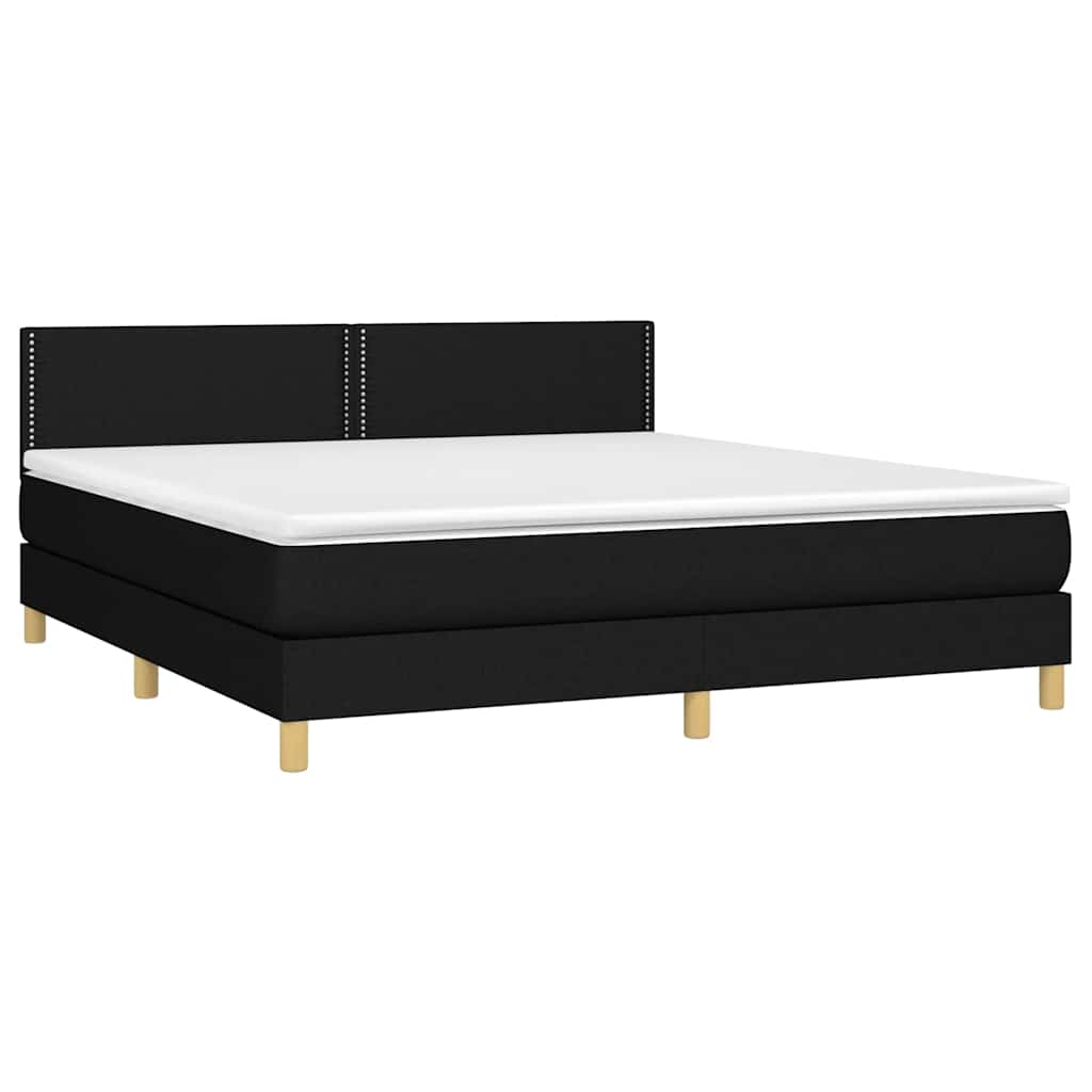 Krevet box spring s madracem LED crni 160x200 cm od tkanine