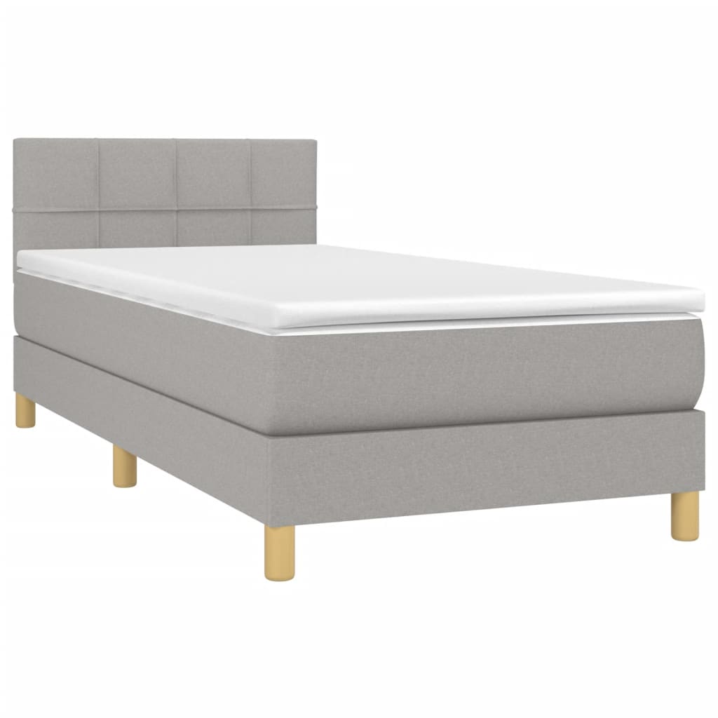 Krevet box spring s madracem LED svjetlosivi 80x200 cm tkanina