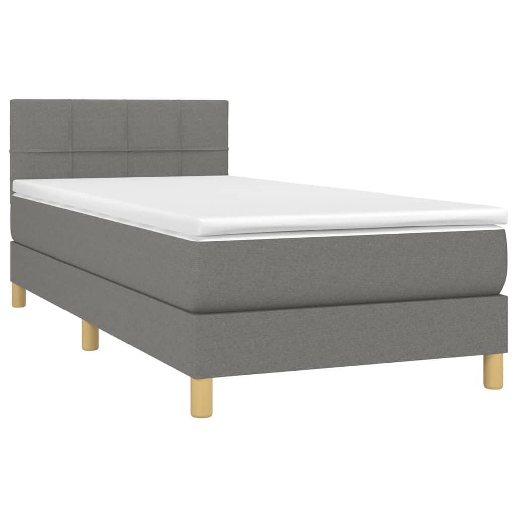 Krevet box spring s madracem LED tamnosivi 80 x 200 cm tkanina