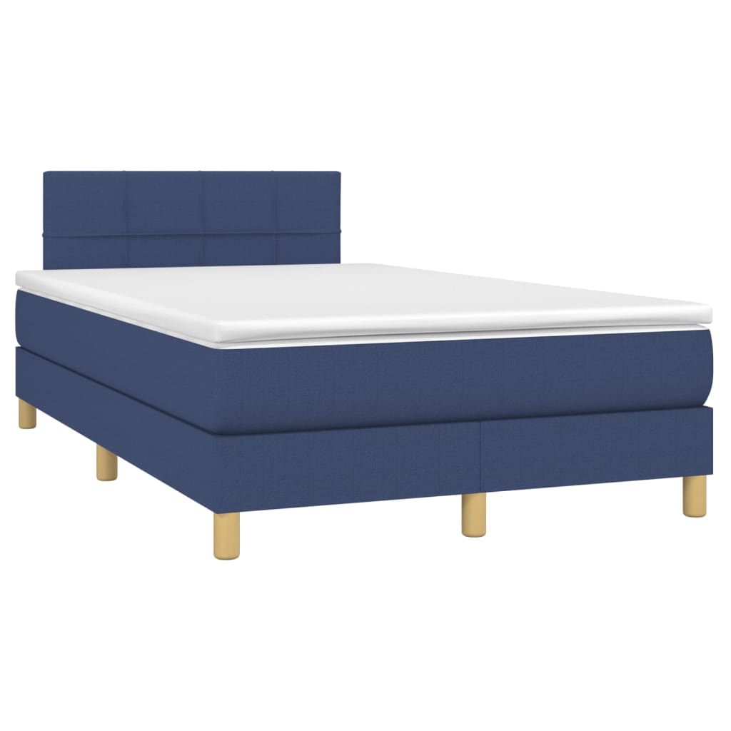 Krevet box spring s madracem LED plavi 120 x 200 cm od tkanine