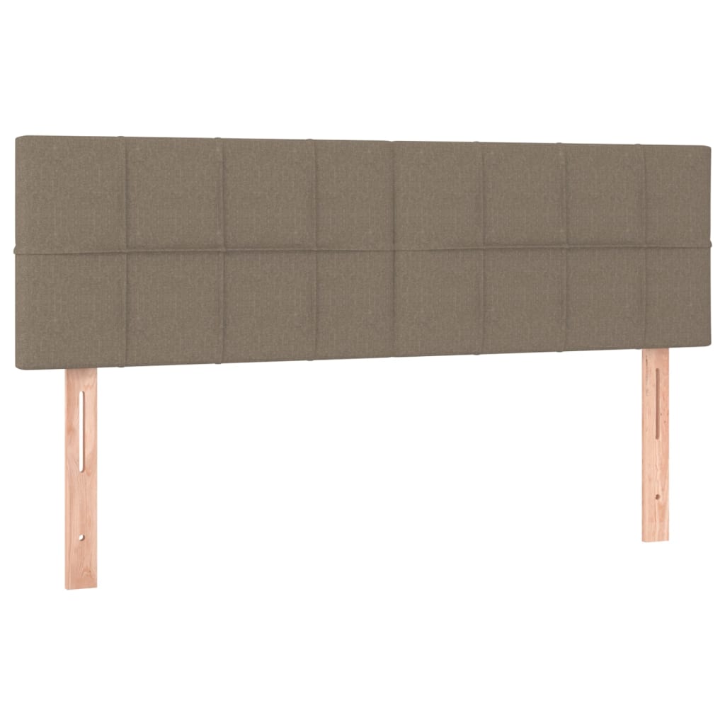 Krevet box spring s madracem LED smeđesivi 140x190 cm tkanina