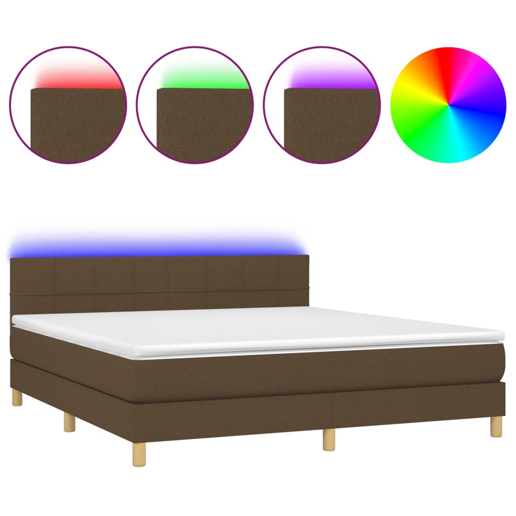 Krevet box spring s madracem LED tamnosmeđi 160x200 cm tkanina