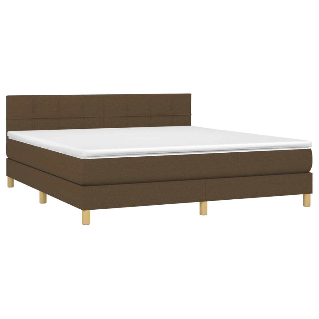 Krevet box spring s madracem LED tamnosmeđi 160x200 cm tkanina