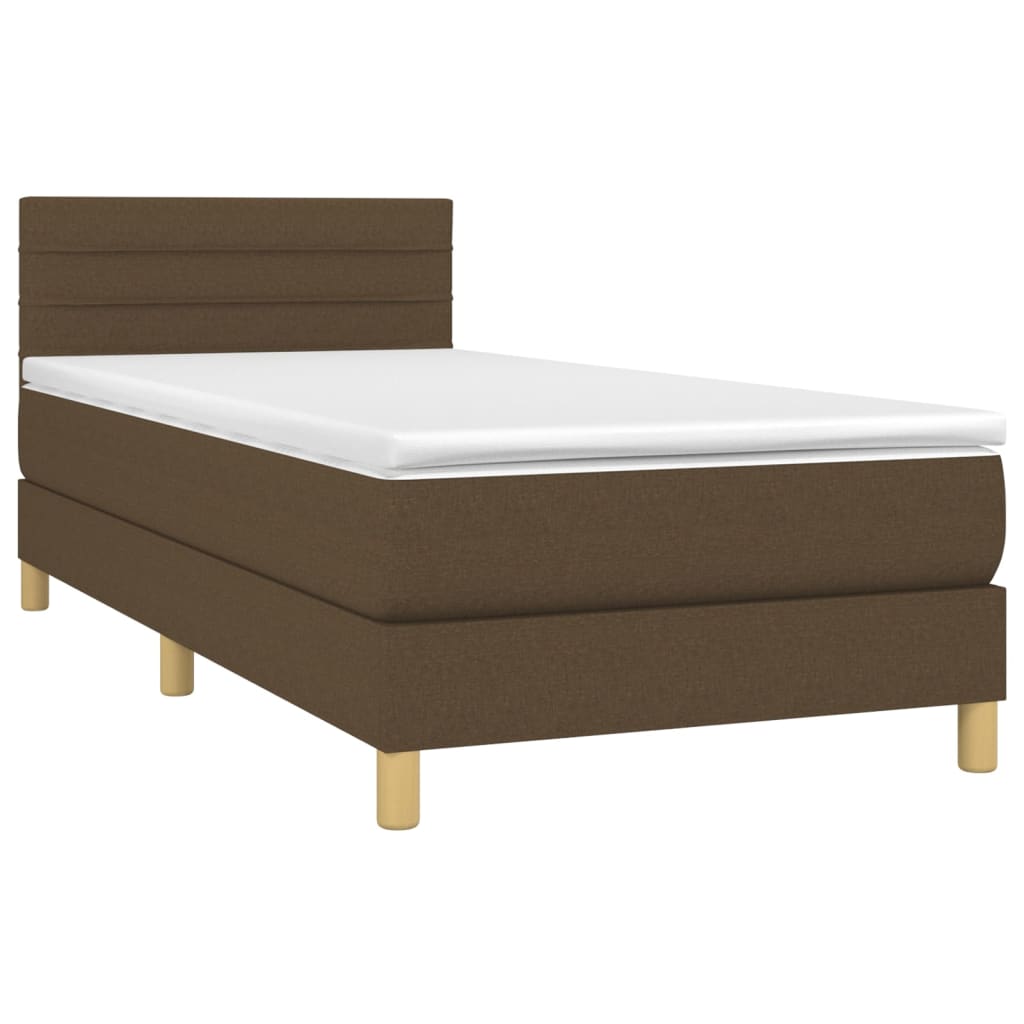 Krevet box spring s madracem LED tamnosmeđi 80 x 200 cm tkanina