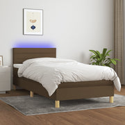 Krevet box spring s madracem LED tamnosmeđi 90x190 cm tkanina