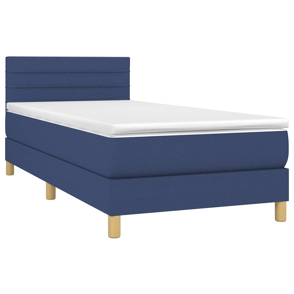 Krevet box spring s madracem LED plavi 90x190 cm od tkanine