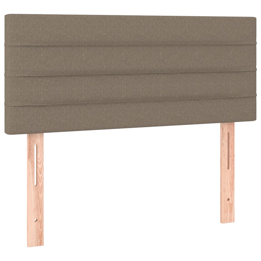 Krevet box spring s madracem LED smeđesivi 90x200 cm tkanina