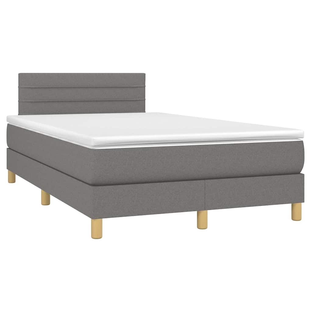 Krevet box spring s madracem LED tamnosivi 120 x 200 cm tkanina