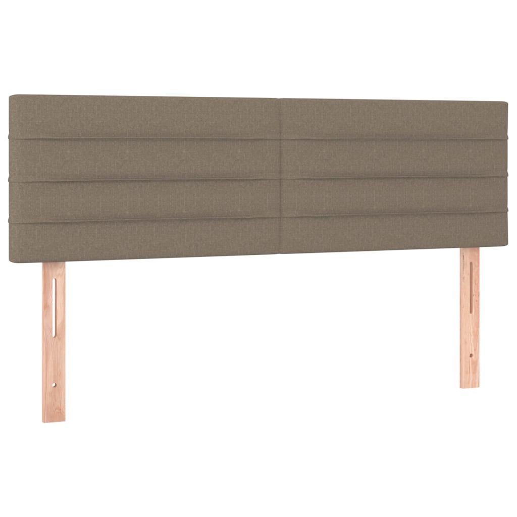 Krevet box spring s madracem LED smeđesivi 140x190 cm tkanina
