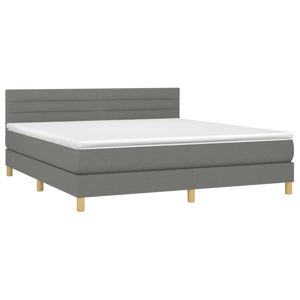 Krevet box spring s madracem LED tamnosivi 160x200 cm tkanina