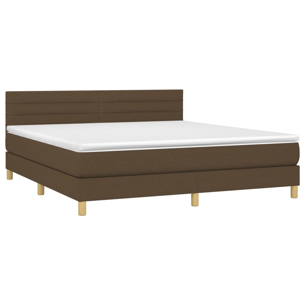 Krevet box spring s madracem LED tamnosmeđi 160x200 cm tkanina