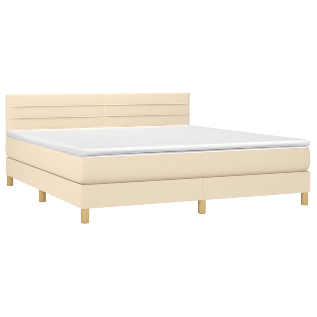 Krevet box spring s madracem LED krem 160x200 cm od tkanine