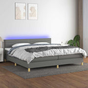 Krevet box spring s madracem LED tamnosivi 200x200 cm tkanina