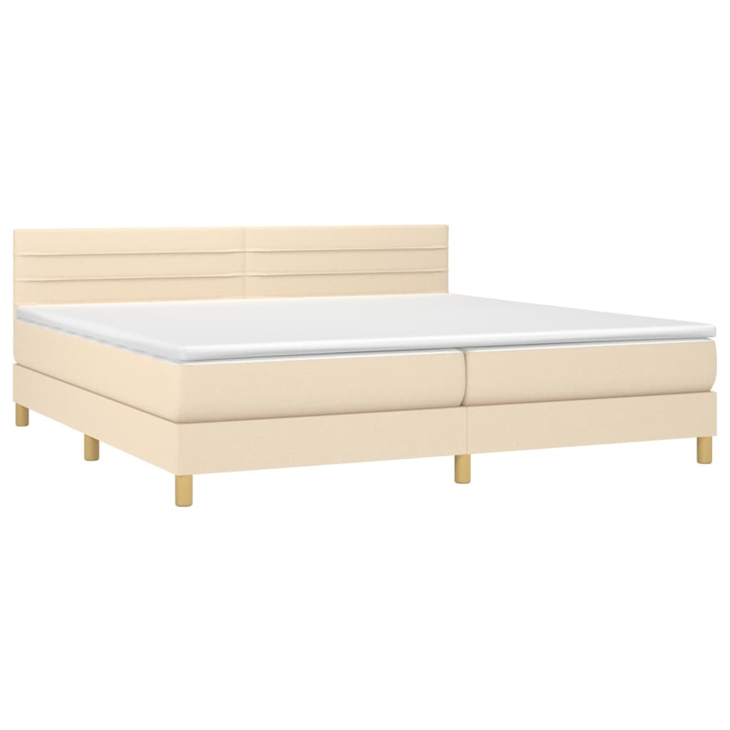 Krevet box spring s madracem LED krem 200x200 cm od tkanine