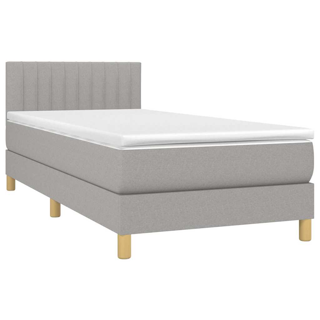 Krevet box spring s madracem LED svjetlosivi 80x200 cm tkanina