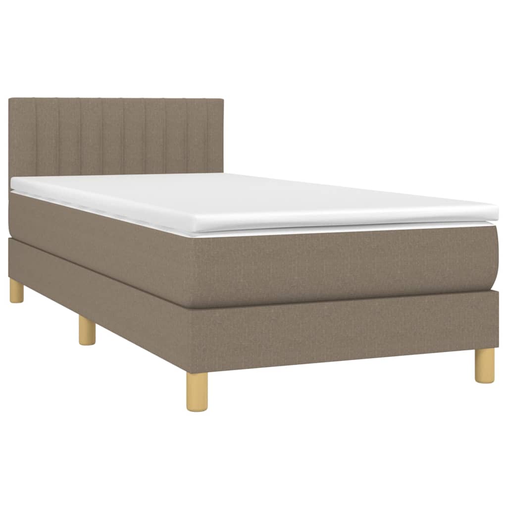 Krevet box spring s madracem LED smeđesivi 80 x 200 cm tkanina