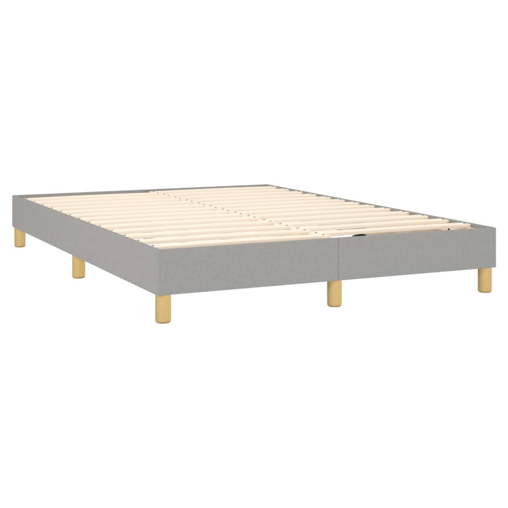 Krevet box spring s madracem LED svjetlosivi 140x200 cm tkanina