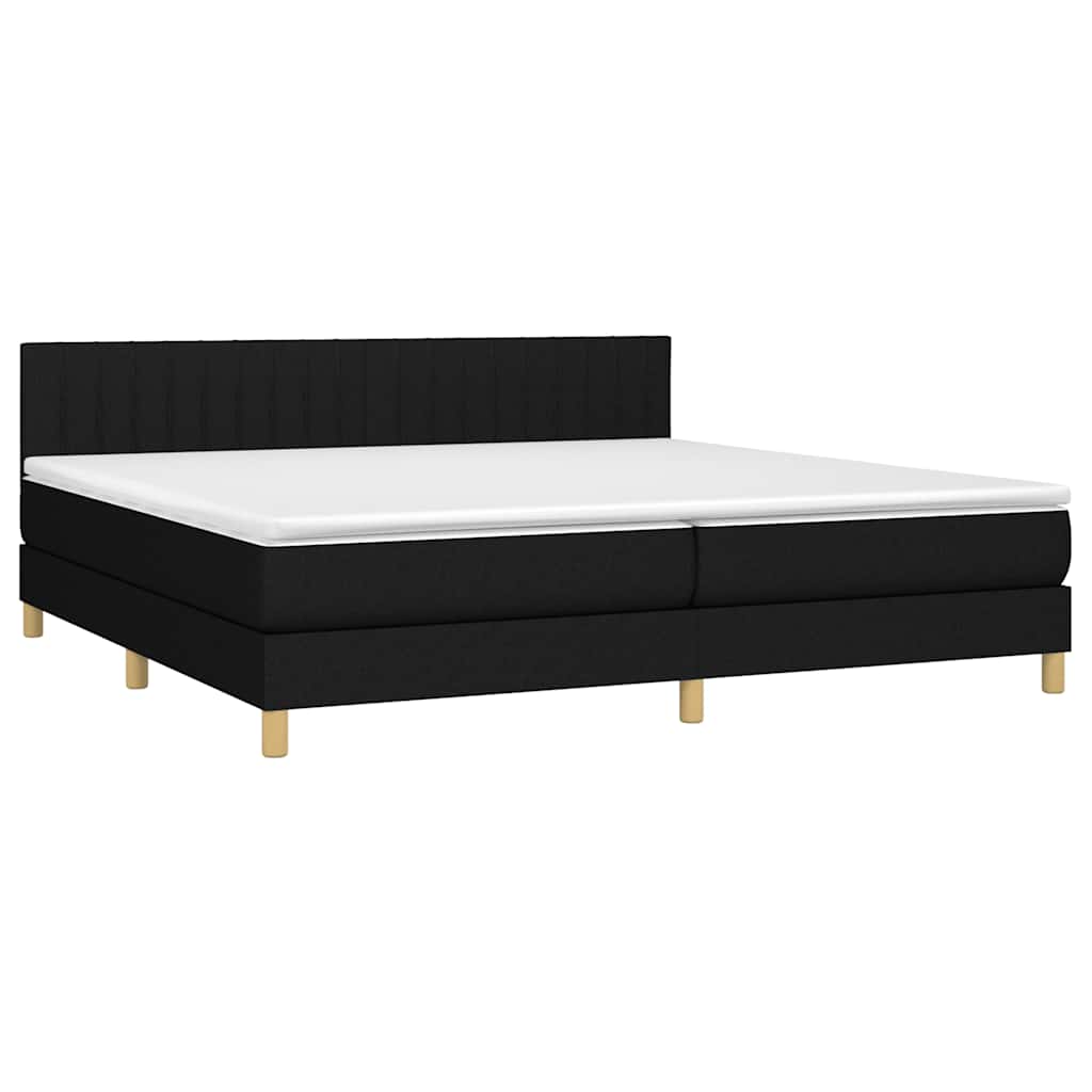 Krevet box spring s madracem LED crni 200x200 cm od tkanine