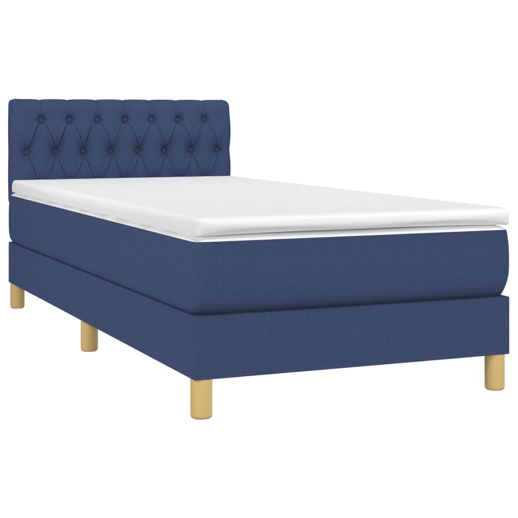 Krevet box spring s madracem LED plavi 90x190 cm od tkanine