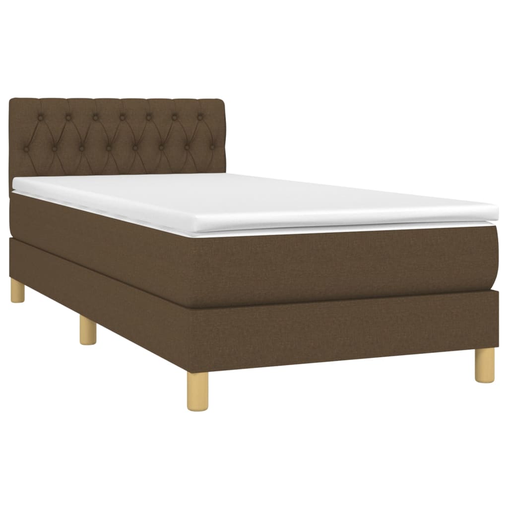 Krevet box spring s madracem LED tamnosmeđi 100x200 cm tkanina