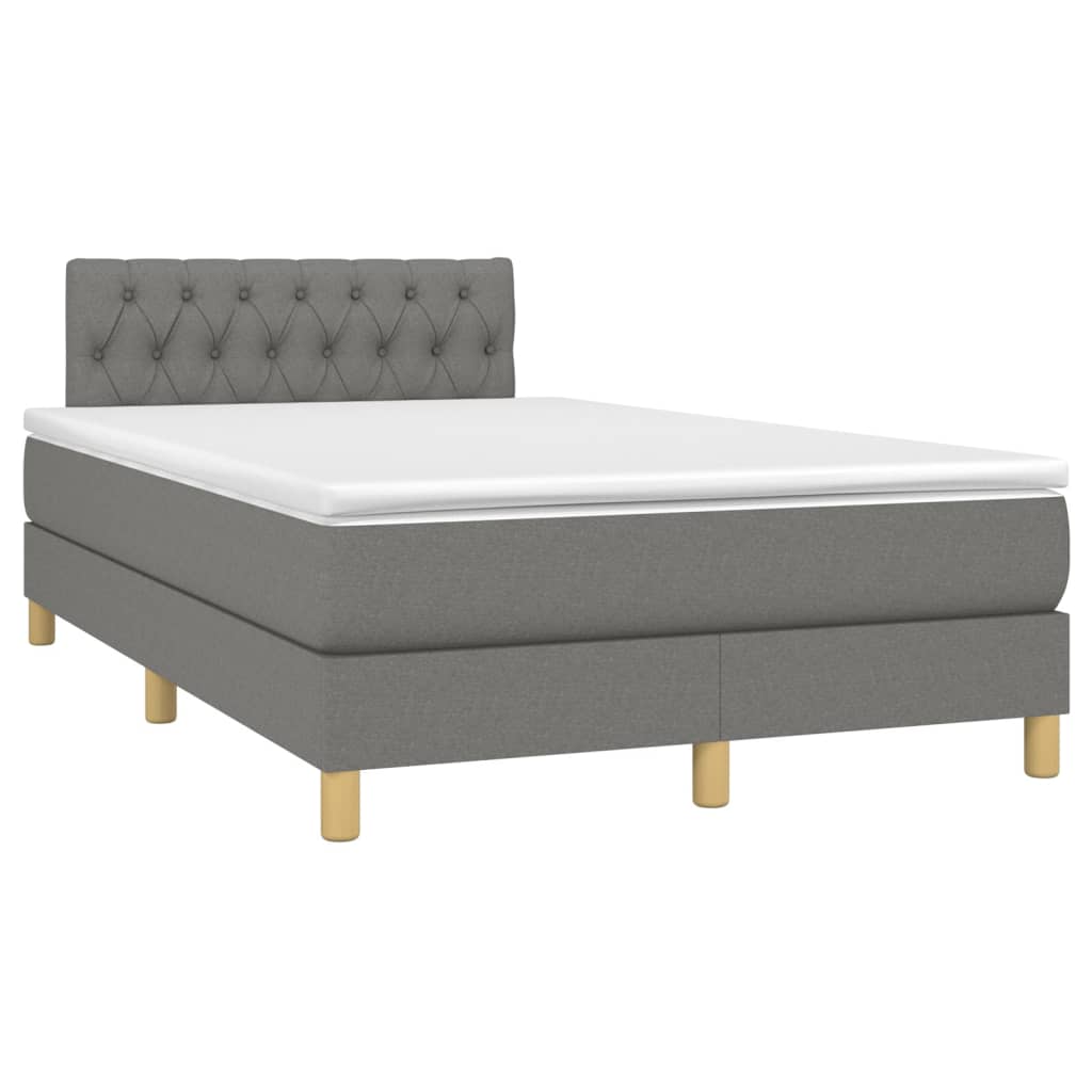 Krevet box spring s madracem LED tamnosivi 120 x 200 cm tkanina