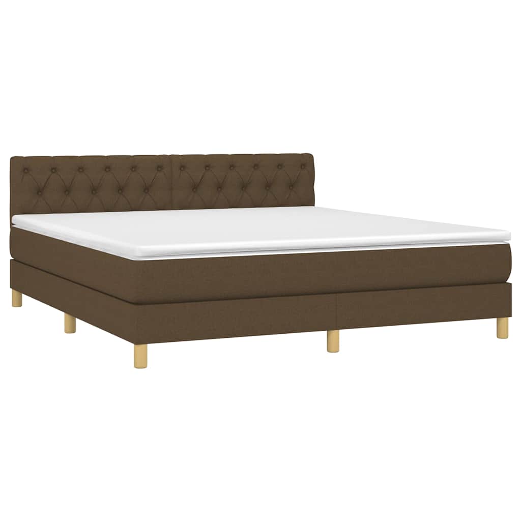 Krevet box spring s madracem LED tamnosmeđi 160x200 cm tkanina