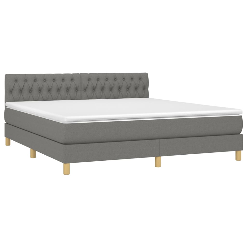 Krevet box spring s madracem LED tamnosivi 180x200 cm tkanina
