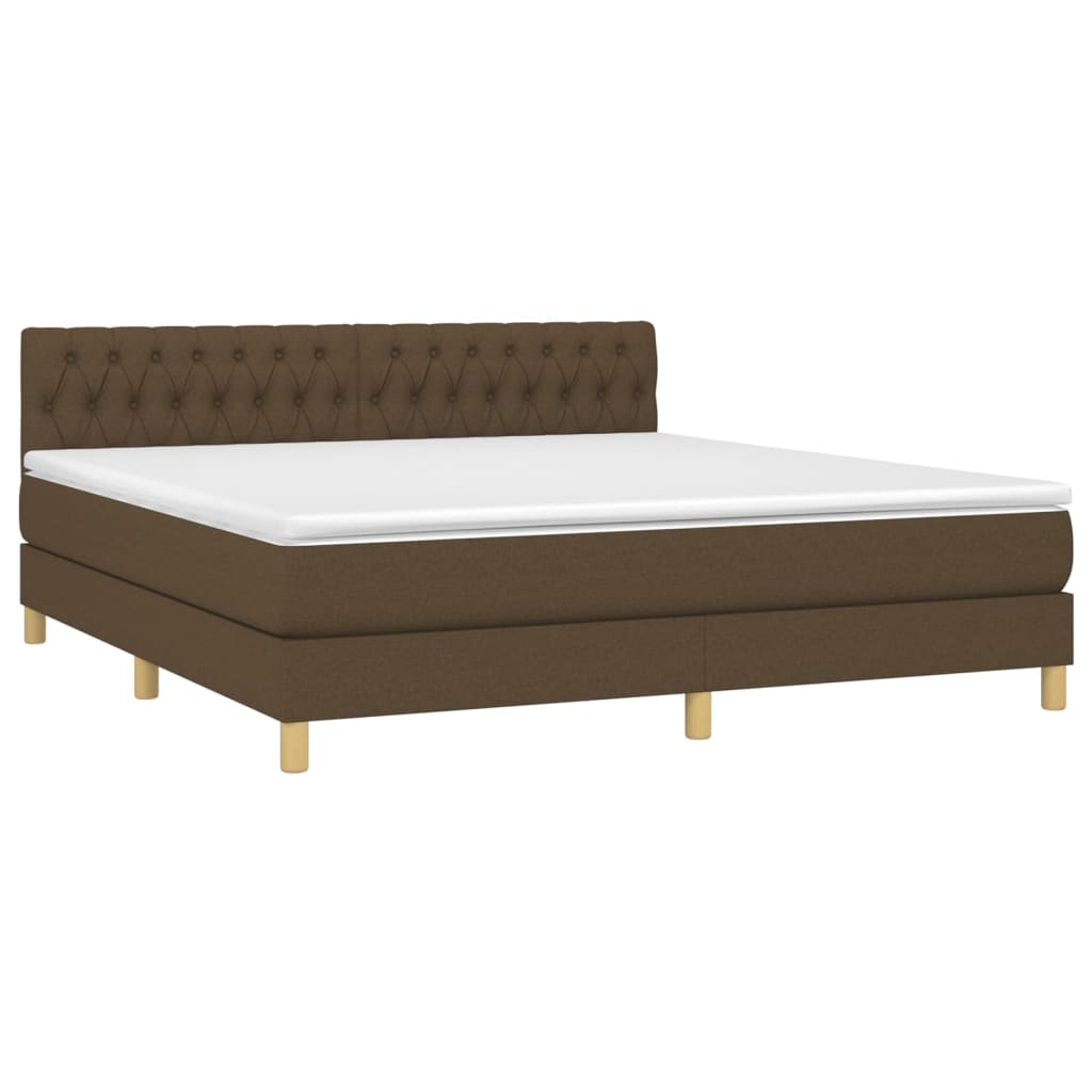 Krevet box spring s madracem LED tamnosmeđi 180x200 cm tkanina
