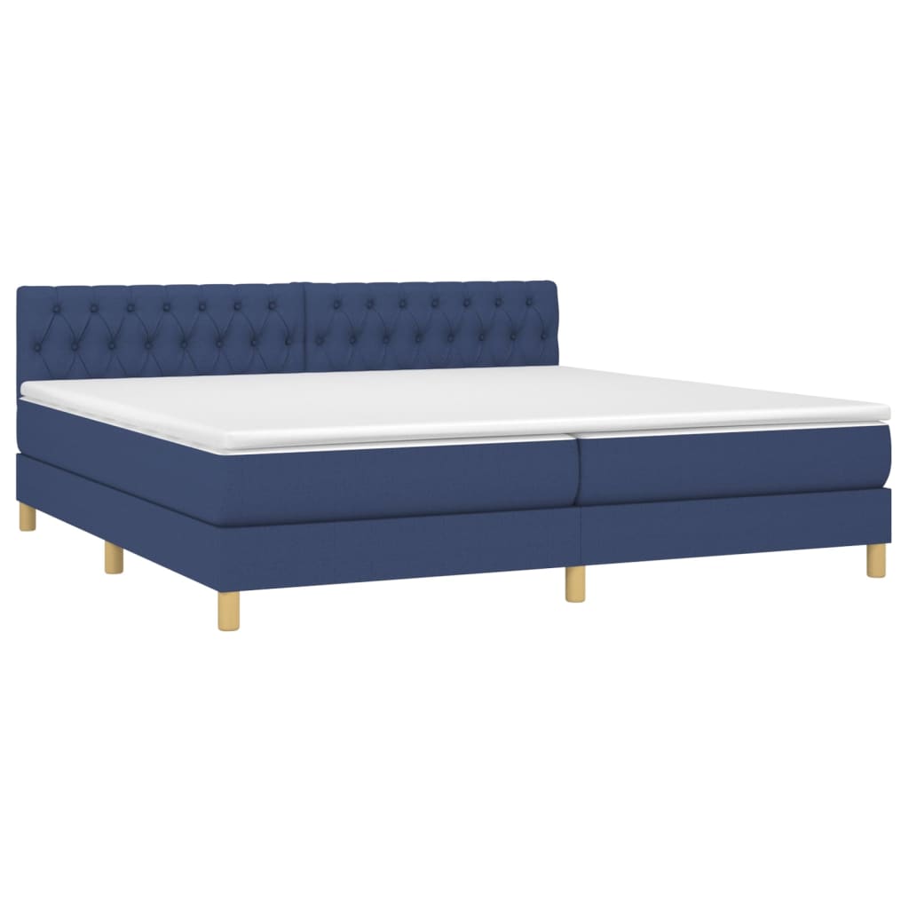 Krevet box spring s madracem LED plavi 200x200 cm od tkanine