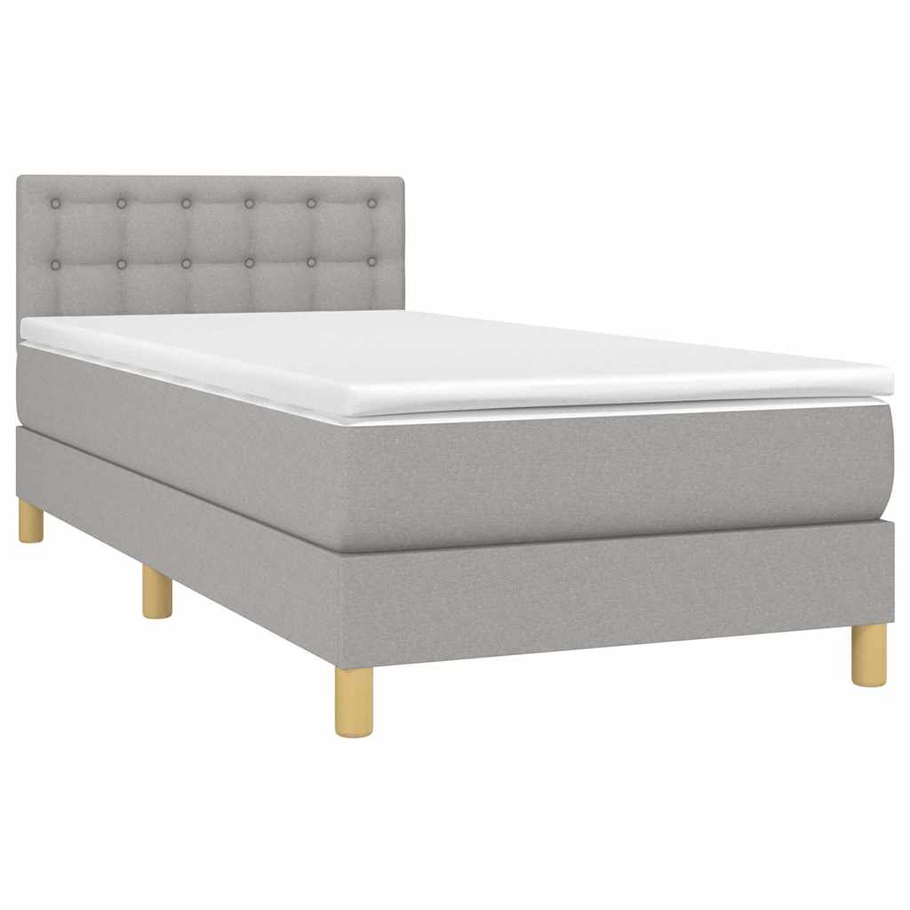 Krevet box spring s madracem LED svjetlosivi 80x200 cm tkanina