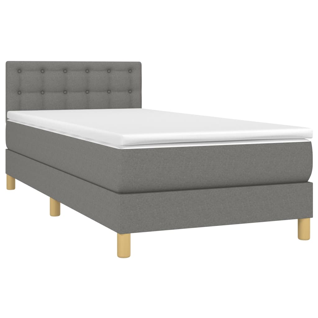 Krevet box spring s madracem LED tamnosivi 80 x 200 cm tkanina