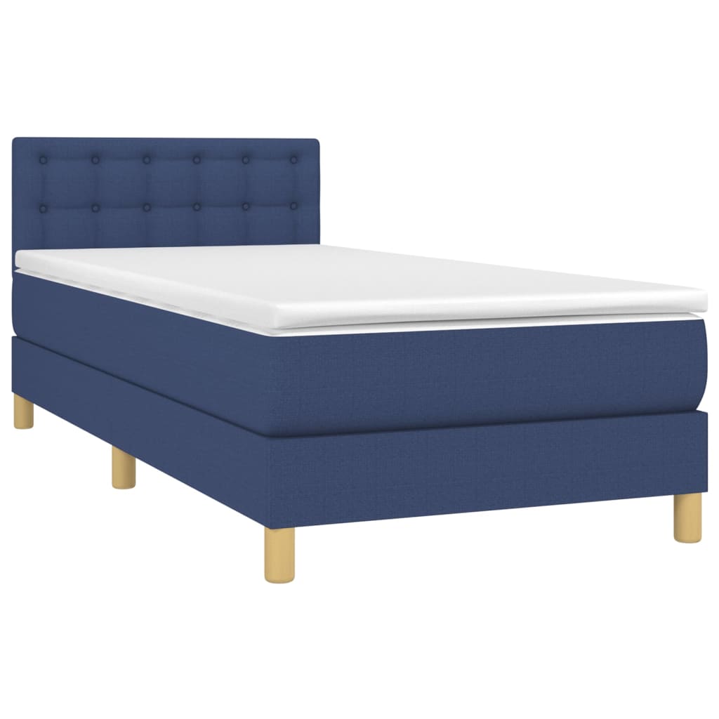 Krevet box spring s madracem LED plavi 80 x 200 cm od tkanine