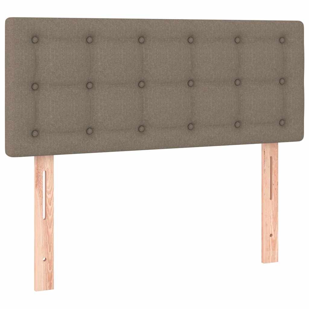 Krevet box spring s madracem LED smeđesivi 100x200 cm tkanina