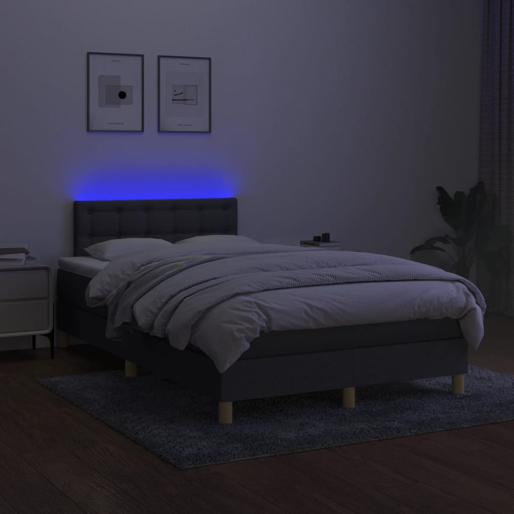 Krevet box spring s madracem LED tamnosivi 120 x 200 cm tkanina