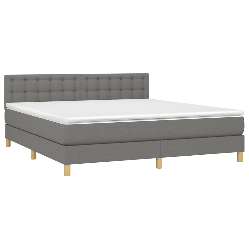 Krevet box spring s madracem LED tamnosivi 180x200 cm tkanina