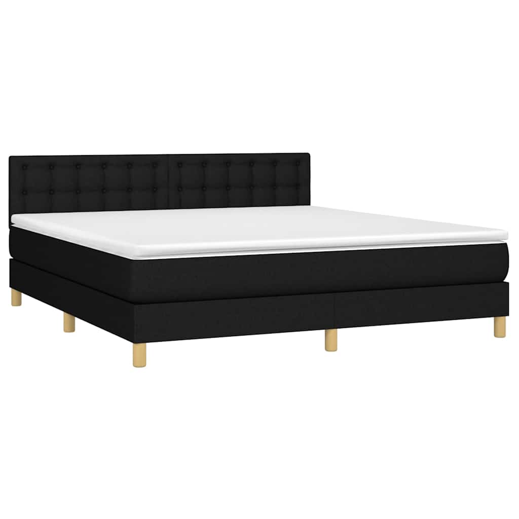 Krevet box spring s madracem LED crni 180x200 cm od tkanine
