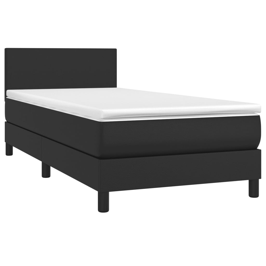 Krevet box spring s madracem LED crni 80x200 cm od umjetne kože