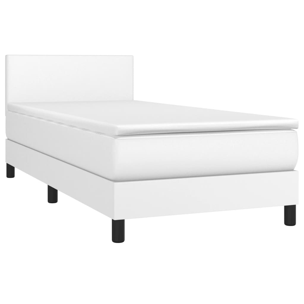 Krevet box spring s madracem LED bijeli 80x200 cm umjetna koža